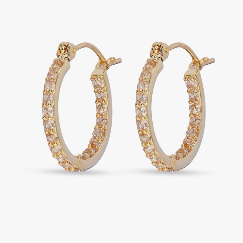 Crystal Haze Mini Serena Hoops- Gold Plated- clear CZ.
New, never worn.